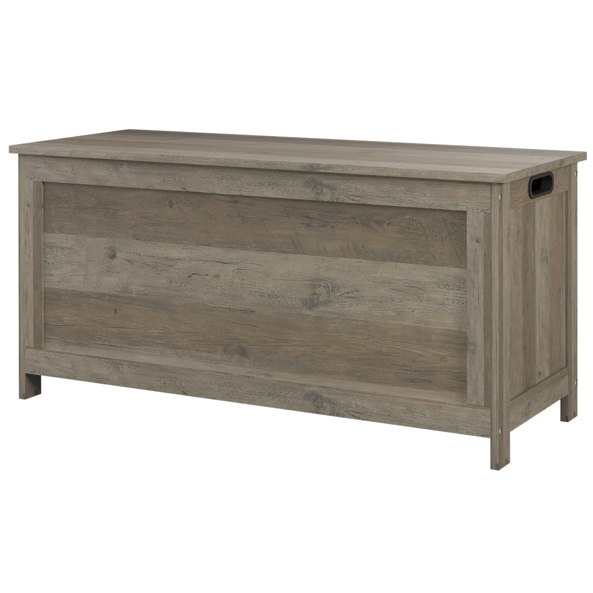 Storage Trunk with 2 Safety Hinges, Entryway Bench with Side Handles, Storage Chest for Living Room, Distressed Grey
