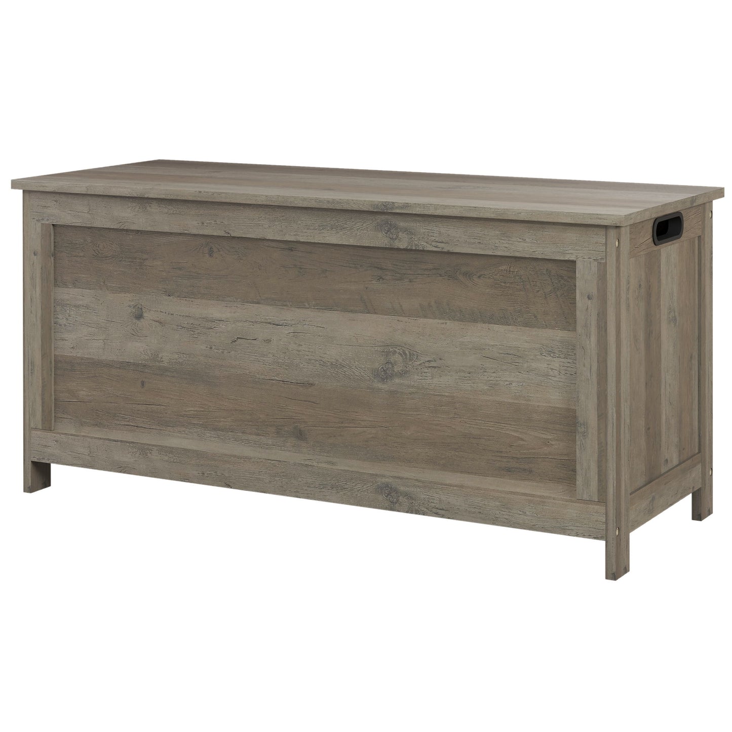 Storage Trunk with 2 Safety Hinges, Entryway Bench with Side Handles, Storage Chest for Living Room, Distressed Grey
