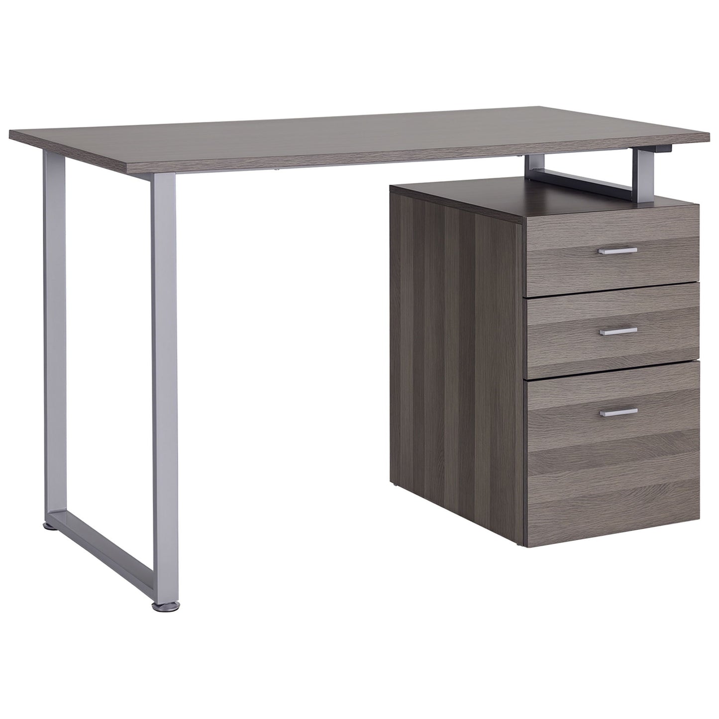 47" Computer Desk Writing Table Workstation with Multi-Use Reversible 3 Drawers Metal Frame Home Office Furniture, Dark Wood Grain