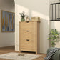 Shoe Storage Cabinet with 3 Flip Drawers and Adjustable Shelves for 18 Pairs of Shoes, Natural Wood