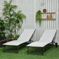 2PCs Lounge Chairs with Wheels, 5-Level Adjustable Backrest for Garden, Backyard, Patio, Deck, Poolside, White