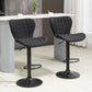 Bar Stools Set of 2, Adjustable Height Swivel Bar Chairs, Linen-feel Fabric Upholstered Kitchen Counter Stools with Wide Seat, Back and Footrest, Black