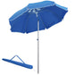 Arc. 6.4ft Beach Umbrella with Aluminum Pole Pointed Design Adjustable Tilt Carry Bag for Outdoor Patio Blue