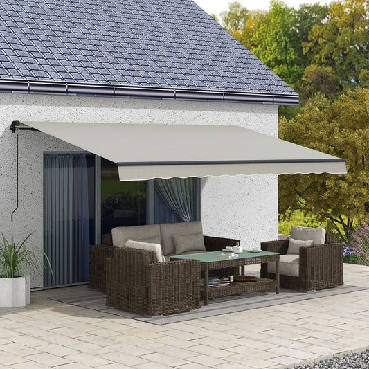 15' x 10' Retractable Awning, 280gsm UV Resistant Sunshade Shelter, for Deck, Balcony, Yard, Light Grey