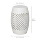 12" Steel Patio End Table, Round Hollow Drum Side Table, Accent Table for Indoor and Outdoor, White