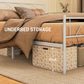 Metal Queen Platform Bed Frame with Headboard, Steel Slat Support, Underbed Storage, No Box Spring Needed, Easy Assembly