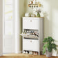 Narrow Shoe Cabinet with 3 Flip Drawers, Adjustable Shelves for Entryway, Holds 15-21 Pairs, White
