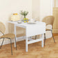 Solid Wood Kitchen Table, Farmhouse Drop Leaf Tables for Small Spaces, Folding Dining Table, for Up to 4 People, White