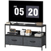 TV Stand with Charging Station and Linen Drawers - Black