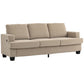 3 Seater Sofa with USB Ports & Cup Holders, Chenille-Feel Upholstered Couch for Living Room, Light Brown