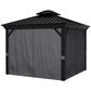 10' x 12' Outdoor Hardtop Gazebo with Galvanized Canopy & Netting Sidewalls for Lawn, Backyard, Dark Grey