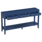Farmhouse Entryway Table with Wide Top and Open Bottom Shelf, Minimalist Console with Adjustable Feet, 59'' L x 14'' W x 31.5'' H, Navy Blue