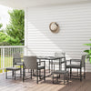 9 Pieces Wicker Patio Dining Set with 4 Armchairs, 4 Stools, Tempered Glass Top, Removable Cushions, Light Grey
