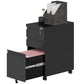 3 Drawer Filing Cabinet with Lock, Steel Office Storage Cabinet with Hanging Bar for A4, Legal, Letter Files, Black