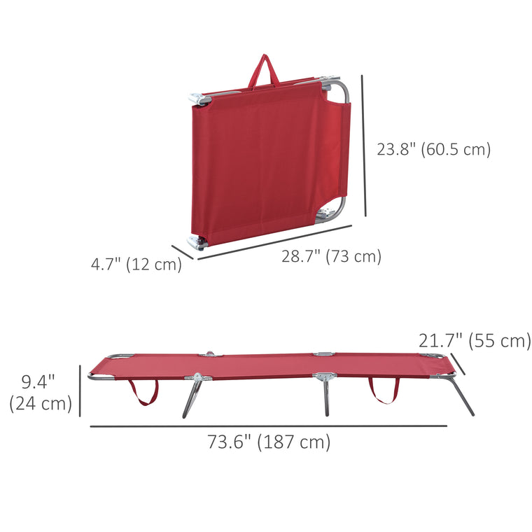 Wine Red Folding Chaise Lounge with Mesh Fabric