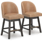 Neymorton - Upholstered Swivel Faux Leather Barstool (Set of 2) - Dark Grayish Brown