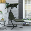 Outdoor Hammock Chair with Stand, Floating Chaise Lounge Chair with Soft Padded Cushion, Hanging Hammock Swing Reclining Seat with Canopy Umbrella, Charcoal Grey