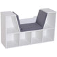6-Cubby Bookcase with Reading Nook Cushion - Grey