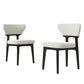 Set of 2 Solid Wood Dining Chairs with Curved Backrest, Upholstered Kitchen Chairs with Wooden Frame, 21'' L x 23'' W x 29.5'' H, Black