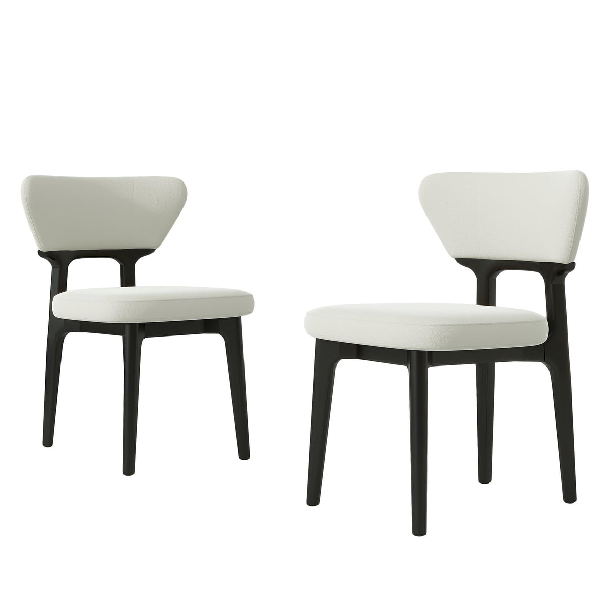 Set of 2 Solid Wood Dining Chairs with Curved Backrest, Upholstered Kitchen Chairs with Wooden Frame, 21'' L x 23'' W x 29.5'' H, Black