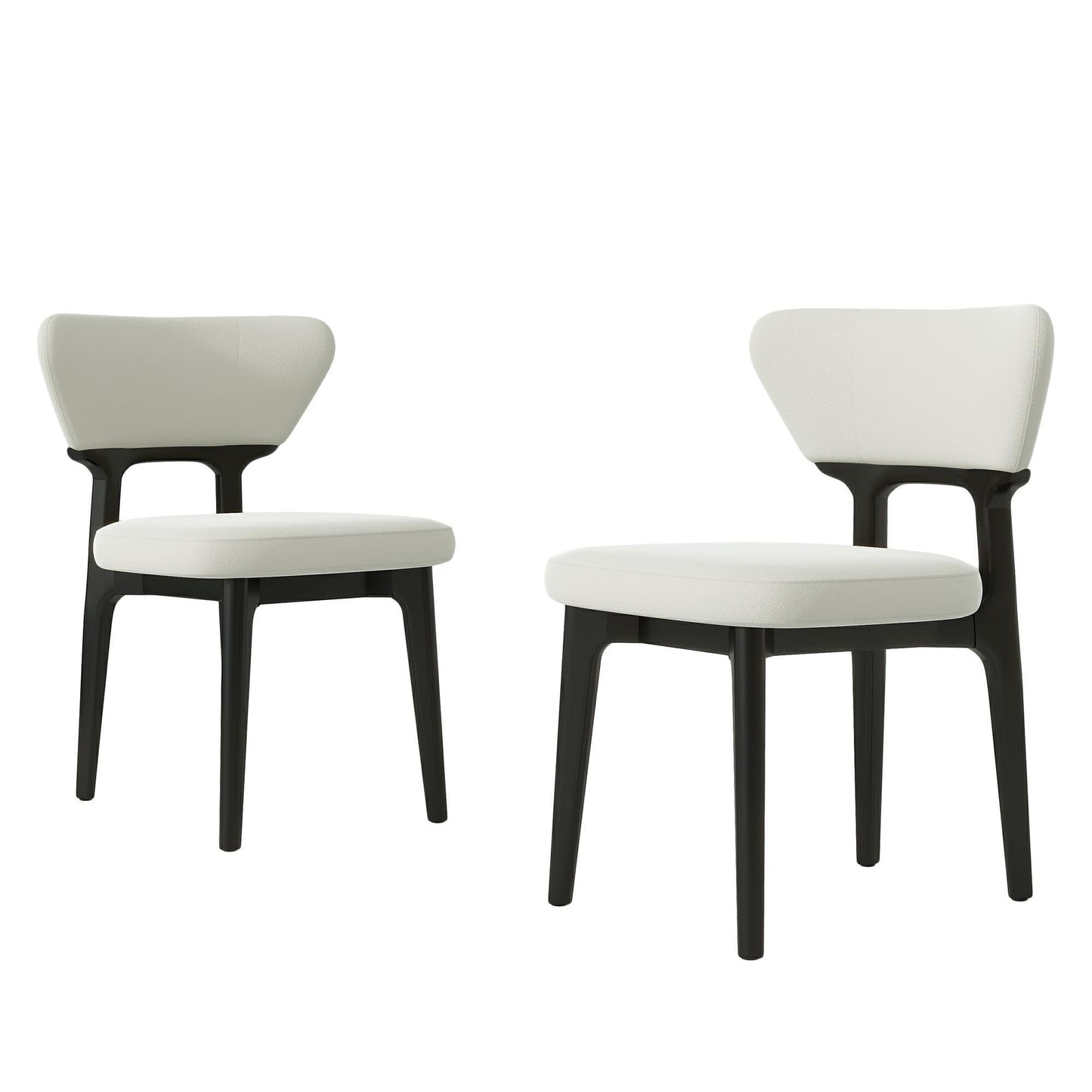 Set of 2 Solid Wood Dining Chairs with Curved Backrest, Upholstered Kitchen Chairs with Wooden Frame, 21'' L x 23'' W x 29.5'' H, Black