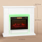 41 Inch Electric Fireplace with Mantel, 1400W Fireplace Heater with Adjustable 3D Flame Effect for Living Room, White
