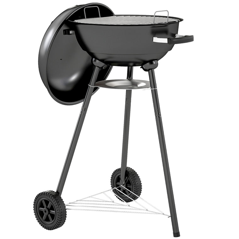 Black 17" Kettle Charcoal BBQ Grill with Ash Catcher