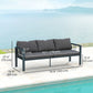 3-Seat Aluminum Outdoor Couch Patio Sofa with Cushions, Wide Seat, Armrests for Garden, Backyard, Balcony, Dark Grey