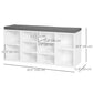 Upholstered Shoe Storage Bench with Adjustable Shelves - White