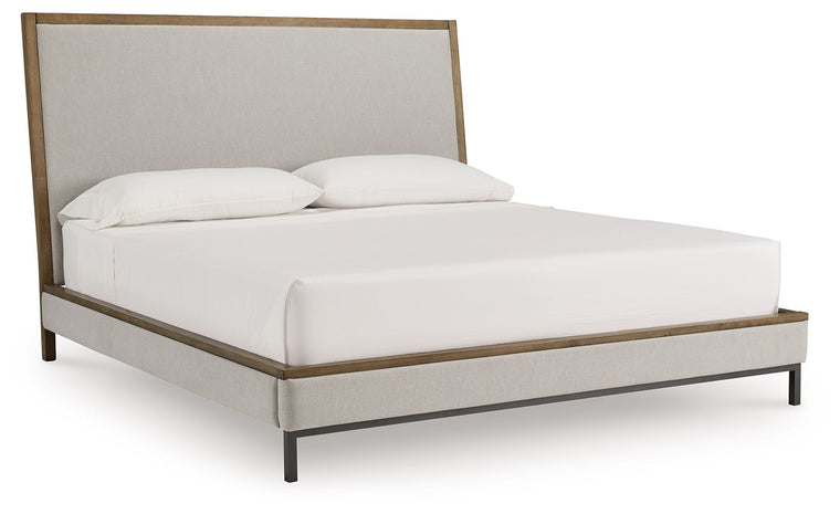 Tomtyn - King Upholstered Bed - Light Brown