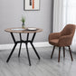 35" Round Dining Table, Modern Dining Room Table with Steel Frame, Space Saving Small Kitchen Table, Brown