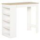 Bar Table, High Top Pub Table with 4 Storage Shelves, Modern Bar Height Table for Home Bar, Kitchen, Natural