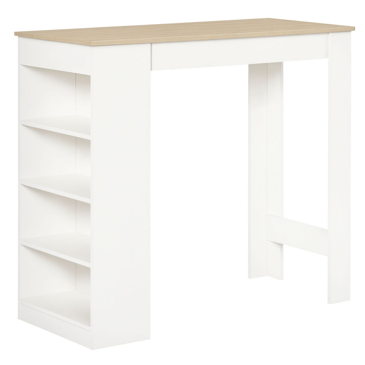 Bar Table, High Top Pub Table with 4 Storage Shelves, Modern Bar Height Table for Home Bar, Kitchen, Natural