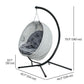 Egg Chair with Folding Basket, Outdoor Indoor Hanging Swing Chair with Stand, Cushions for Patio, Balcony, Grey