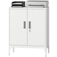Office Storage Cabinet with Lock, Filing Cabinet with Adjustable Shelves and Doors for Home Office, Garage, White