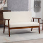 Compact Linen Loveseat with Wood Legs - Cream White