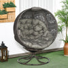 Patio Egg Chair with Swivel Base, Foldable Basket Chair with Large Seat Cushion, Cup Holder for Indoor, Outdoor, Sand