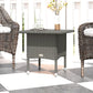 Wicker Outdoor Side Table, 20" Square Patio End Table w/ Full Woven Top, Grey