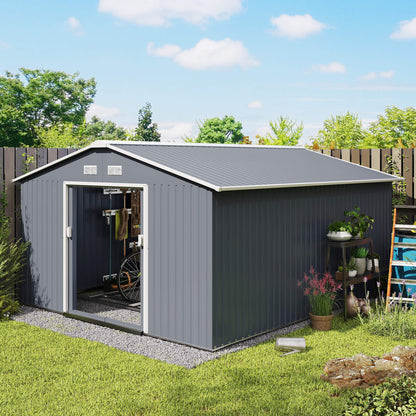 11.2' x 12.5' Garden Shed with Sliding Doors and Ventilation