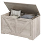 31.5 Inches Storage Chest, Storage Trunk with 2 Safety Hinges for Living Room, Grey Wood Grain