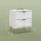 Modern Bedside Table, Accent Nightstand with 2 Drawers, Bed End Table for Bedroom, Living Room, White