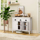 Sideboard Buffet Cabinet, 40" Kitchen Coffee Bar Cabinet with 3 Drawers and 2 Adjustable Shelves, White