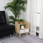Bedside Table with 2-tier Shelf and Drawer, Side End Table with Storage for Living Room, Bedroom, Natural