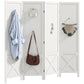 56.9" 4 Panel Wooden Room Divider with Pegboard Display, Folding Privacy Screen for Home Office, White