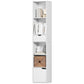 6-Tier Tall Narrow Bookshelf with Drawer and Door - White