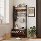 5-In-1 Coat Rack Shoe Bench, Hall Tree with Bench, Shoe Cabinet, 10 Hooks for Hallway, Mud Room, Rustic Brown