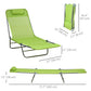 Set of 2 Folding Chaise Lounge Chairs, Outdoor Poolside Sun Tanning Chairs w/ Pillow, Reclining Backrest, Green