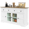 Sideboard Buffet Cabinet with Glass Doors - Distressed White