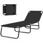Outdoor Folding Lounge Chair, Steel Tanning Chair with Reclining Back, Breathable Mesh for Beach, Yard, Patio, Black
