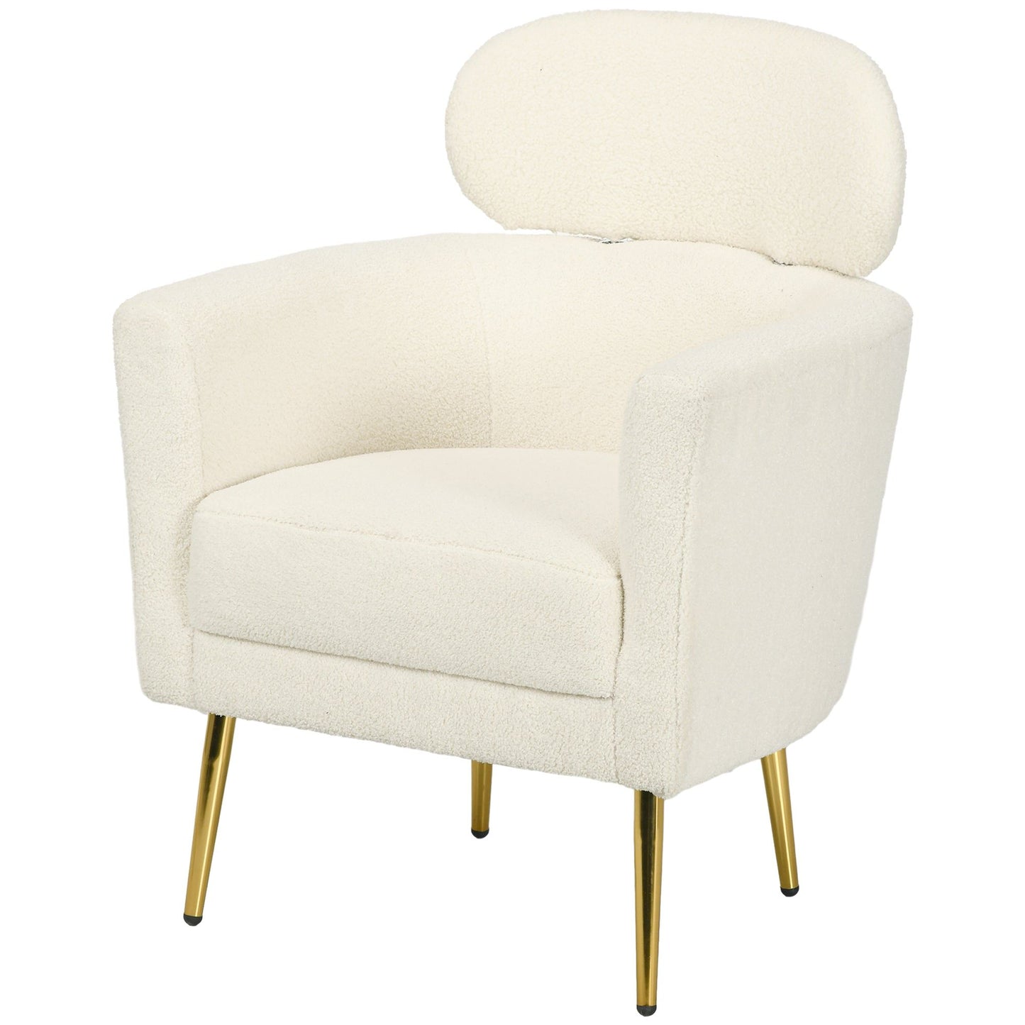 Barrel Accent Chair with Detachable Headrest - Cream White